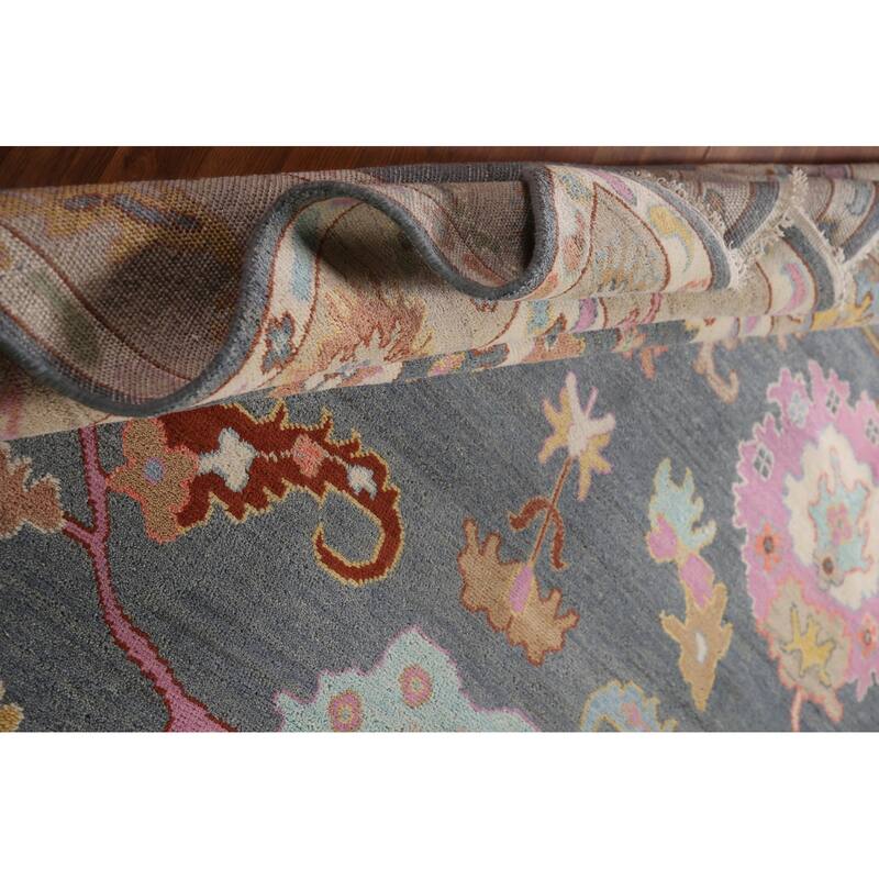 Gray Oushak Area Rug Hand-Knotted Wool Carpet - 8'10"x 11'8"