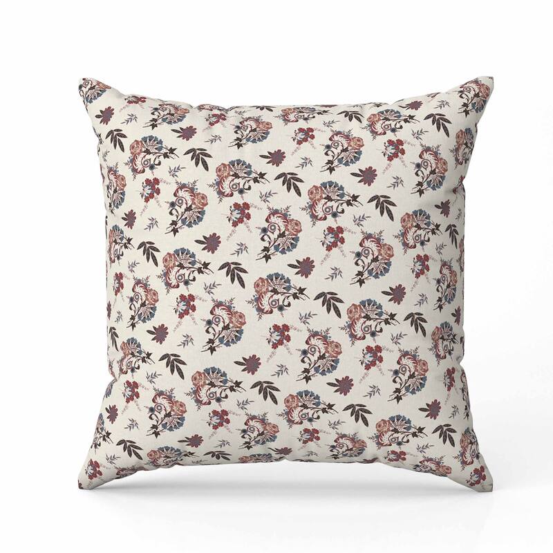 Rose Dreams Faux Suede Reversible Throw Pillow Cream and Chestnut