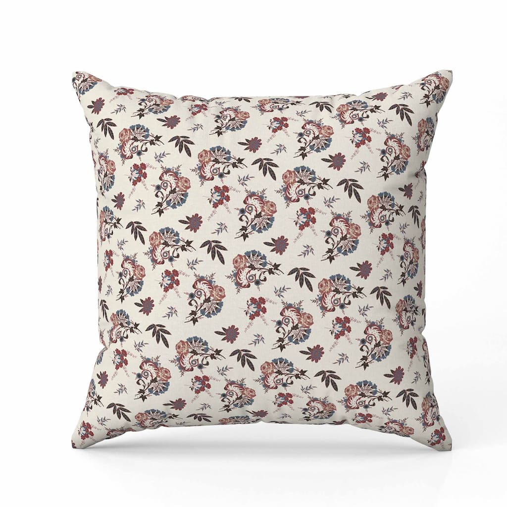 Rose Dreams Indoor/Outdoor Reversible Throw Pillow Cream and Chestnut