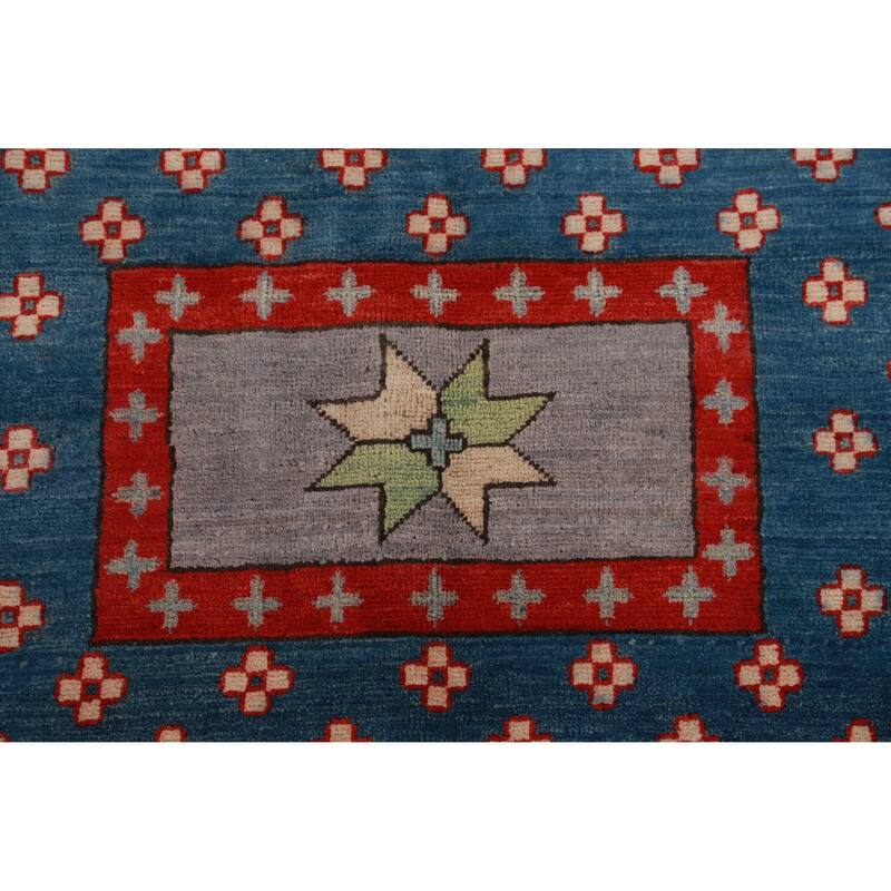 Hand Knotted Oriental 100% Wool Carpet Traditional Geometric Multi-Colored Kazak Area Rug - 11' 5'' X 8' 6''