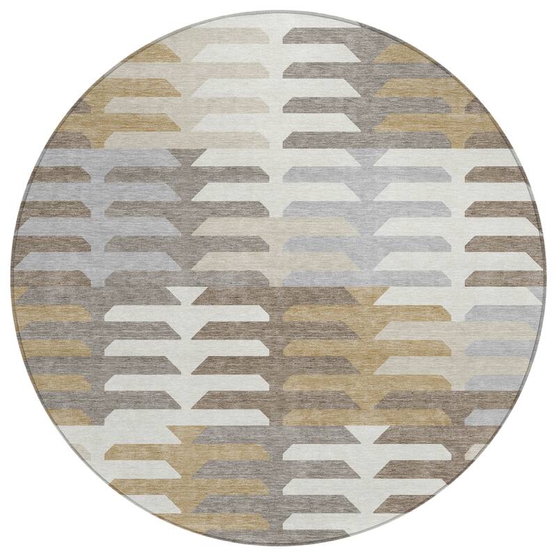 Machine Washable Indoor/ Outdoor Modern Stacks Chantille Rug