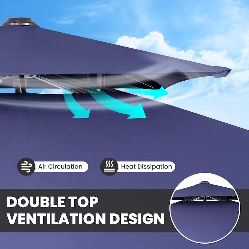 Deluxe 10' x 10' Outdoor Square Double Top Cantilever Umbrella, Base Not Included