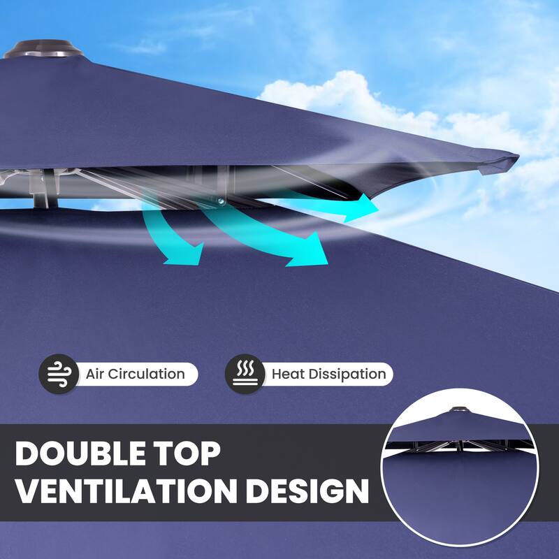 Outdoor Patio Offset Cantilever Umbrella 360-Degree Rotation with Base