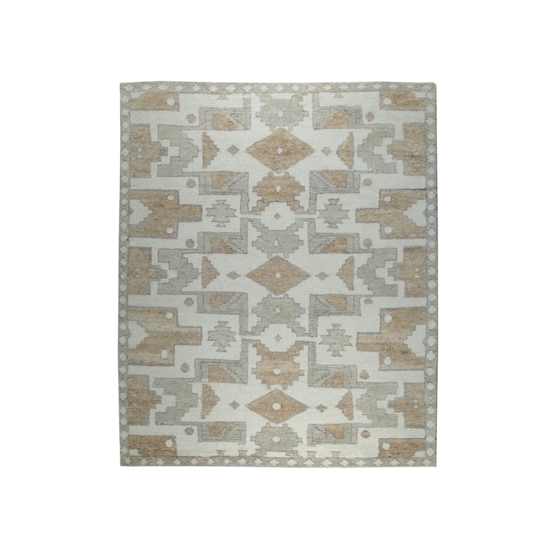 Home Decor Ivory Hand-Knotted Wool Oushak Rug by EORC Luxurious and Elegant Area Rug for Enhancing the Timeless Beauty of You