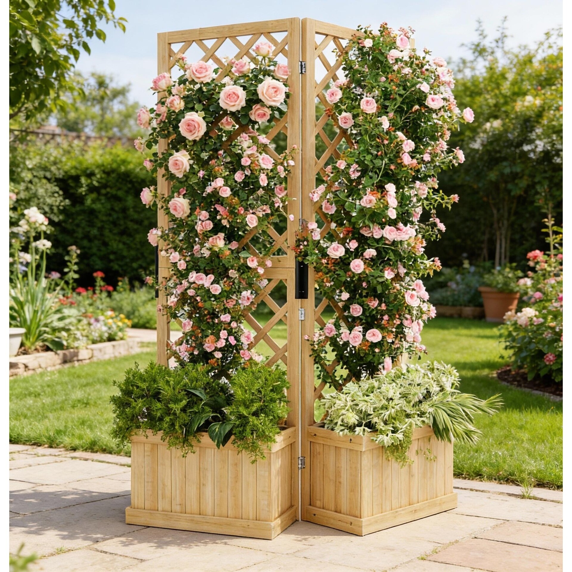 多肉植物棚　TB-W65BB 65IN Tall Wood Planter, Wooden Privacy Screens Garden Beds , with