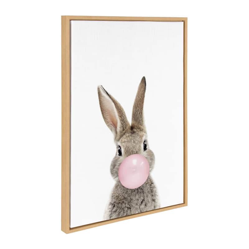 Kate and Laurel Sylvie Bubblegum Bunny Framed Canvas By Amy Peterson - 23x33 - Plastic - Natural