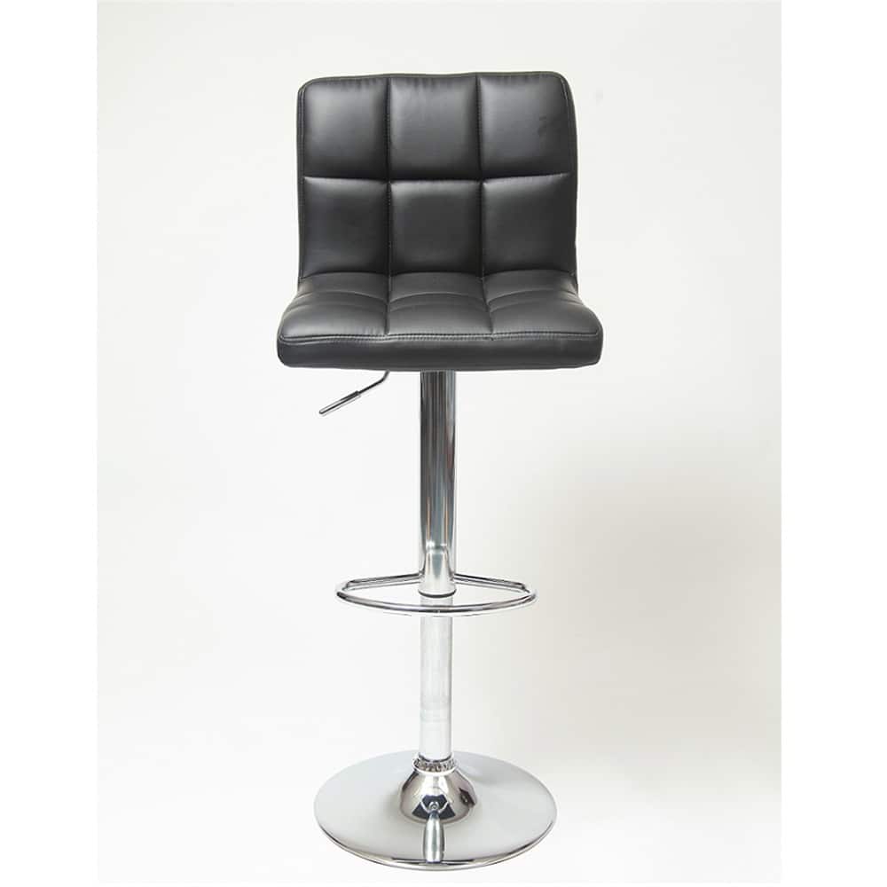 Swivel Faux Leather Adjustable Hydraulic Bar Stool Dining Chairs (Set of 2)