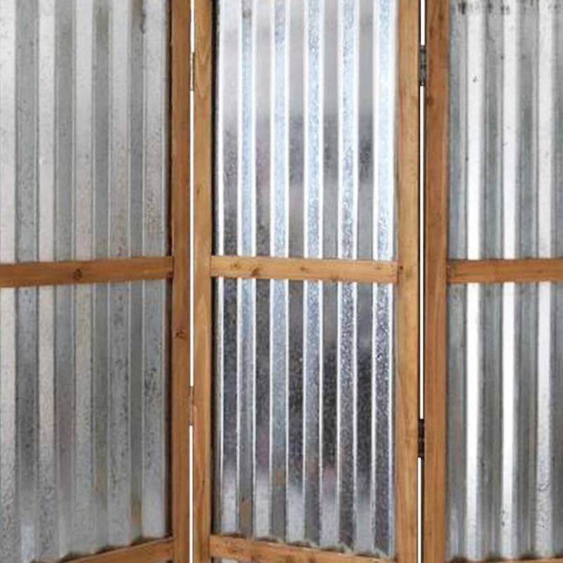 HomeRoots 72" Brown Folding Three Panel Screen Room Divider - 60' X '72' X '1