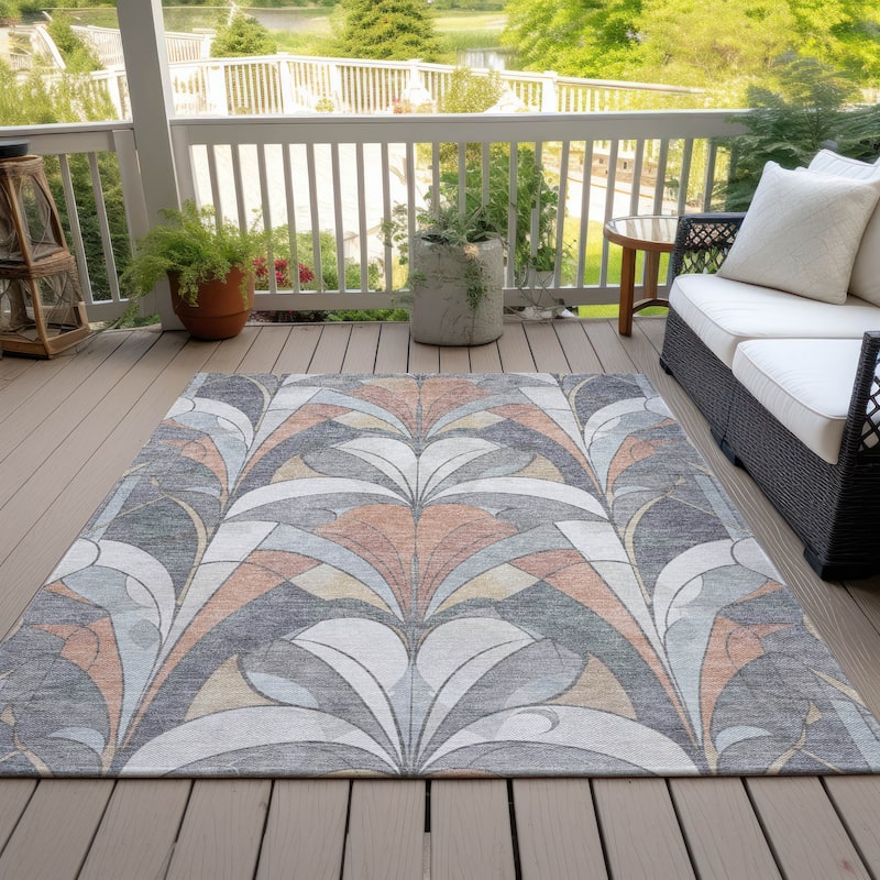 Machine Washable Indoor/Outdoor Modern Mosaic Chantille Rug - Gray - 2'6" x 3'10"