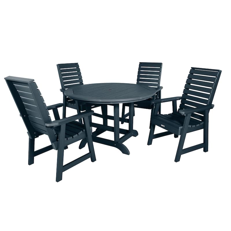 Weatherly 5-piece Outdoor Dining Set - 48" Round Table, Dining-height - Federal Blue
