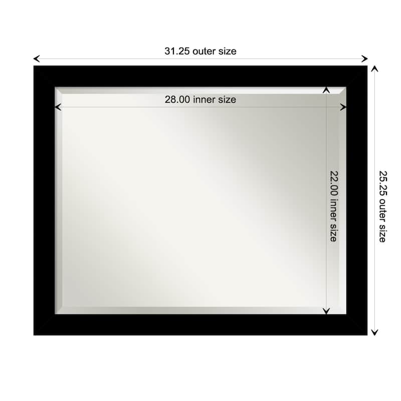 Brushed Beveled Framed Bathroom Vanity Wall Mirror - Brushed Black - Glass Size 28x22