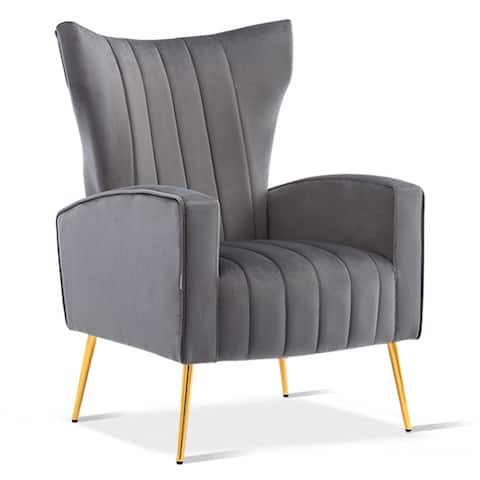 Velvet Accent Chair, Wingback Arm Chair with Gold Legs,Single Sofa