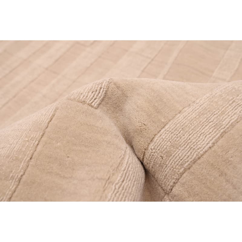 ECARPETGALLERY Hand Loomed Kashkuli Gabbeh Light Khaki Wool Rug - 6'8 x 9'7