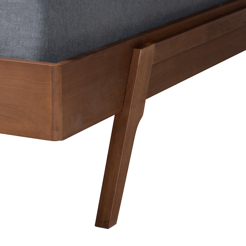 Sarita Mid-Century Modern Ash Walnut Finished Wood Bed Frame