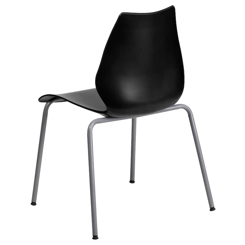 HERCULES Series Stack Chair with Lumbar Support and Silver Frame