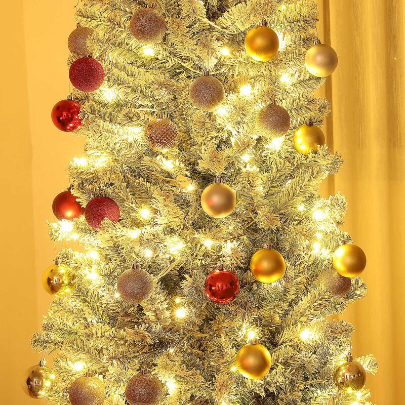 6ft Slim Artificial Christmas Tree with Warm White and Multicolor LED Lights Remote Controlled - Dia. 23.6" x 70.9" H