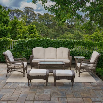 Rio Vista Sandstone Outdoor Wicker Patio Sofa Set (6-Piece)