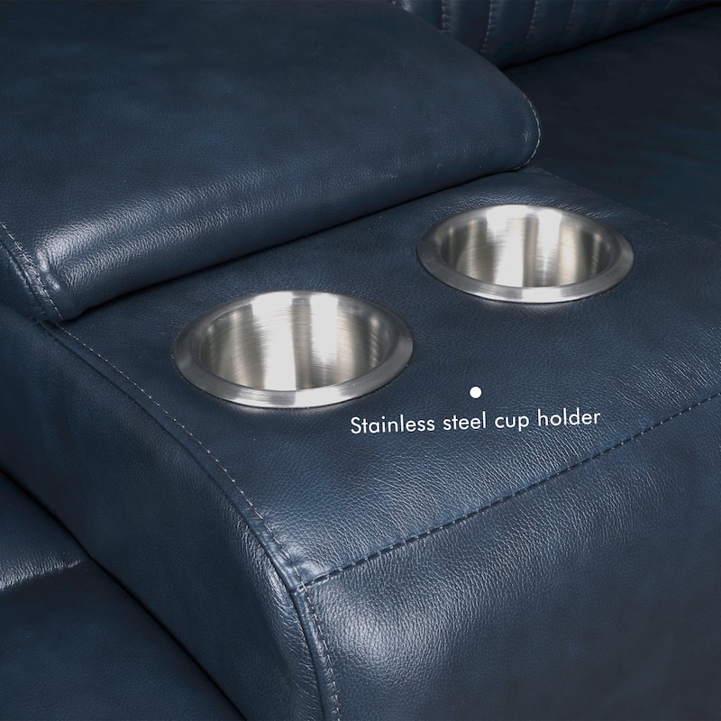 7PCS, 2 Power Recliners, Leather Reclining Sectional with Power Headrest