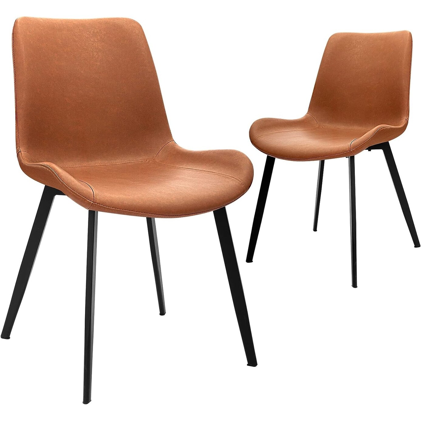 CangLong undefinedFaux Leather Dining Chairs Metal Legs for