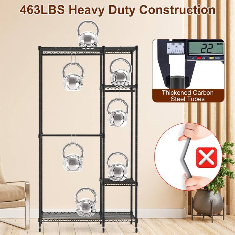 4-Tier Heavy Duty Garment Rack with Wheels