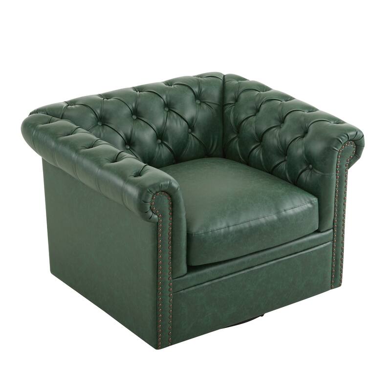 Roomfitters Chesterfield Swivel Club Chair, Tufted Accent Armchair for Living Room