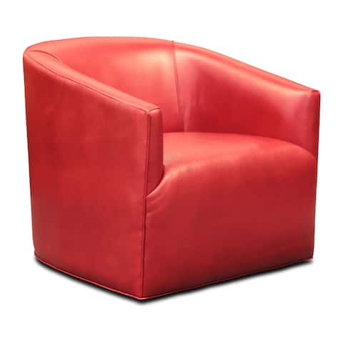 Citi Top Grain Leather Swivel Club Armchair with Waterfall Seat