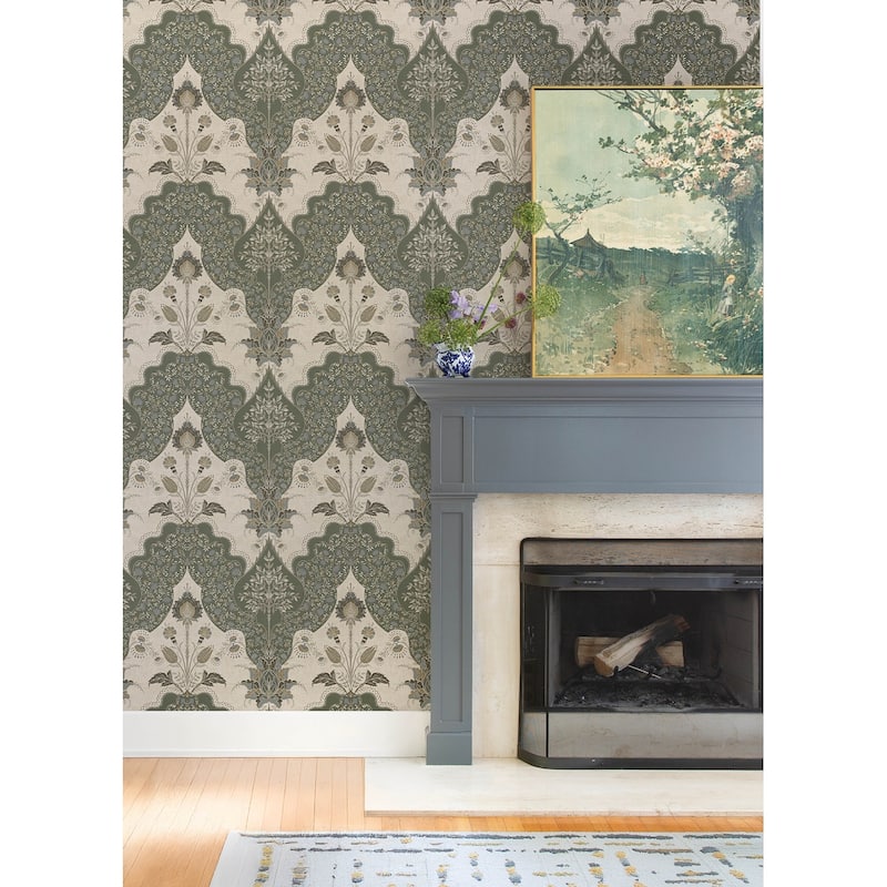 A-Street Prints Auden Green Floral Grandeur Wallpaper