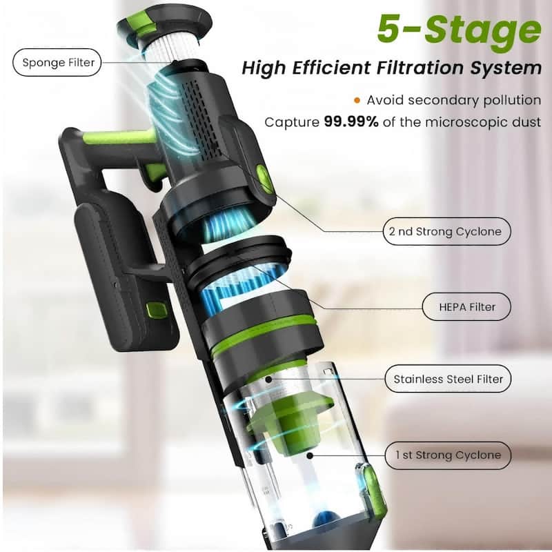 M100 Black and Green Cordless Vacuum Cleaner