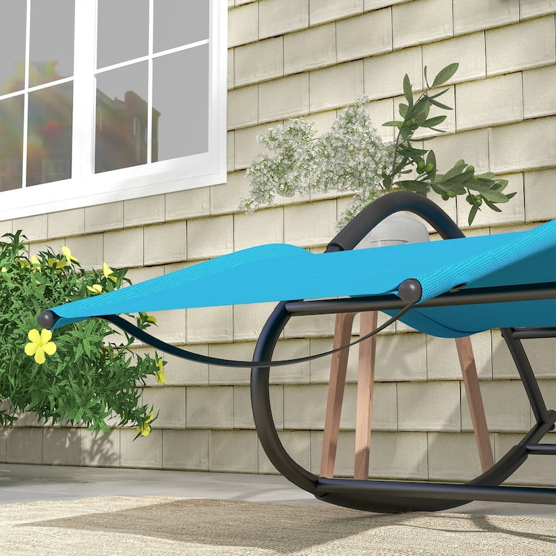 Outsunny Rocking Chair, Zero Gravity Patio Chaise Sun Lounger, Outdoor Rocker, UV Water Resistant