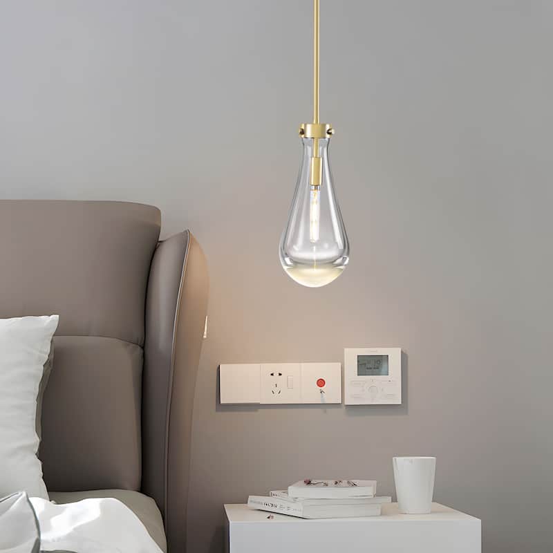 Starsky 1-Light Teardrop Modern Clear Raindrop Glass Pendant