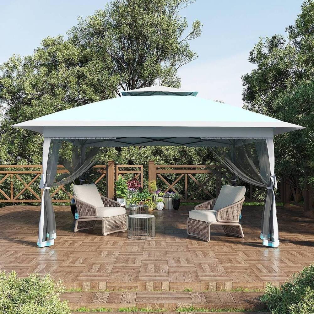 12x12 Ft Pop Up Gazebo Canopy Tent for Backyard Patio Garden with 4 Sand Bags - N/A