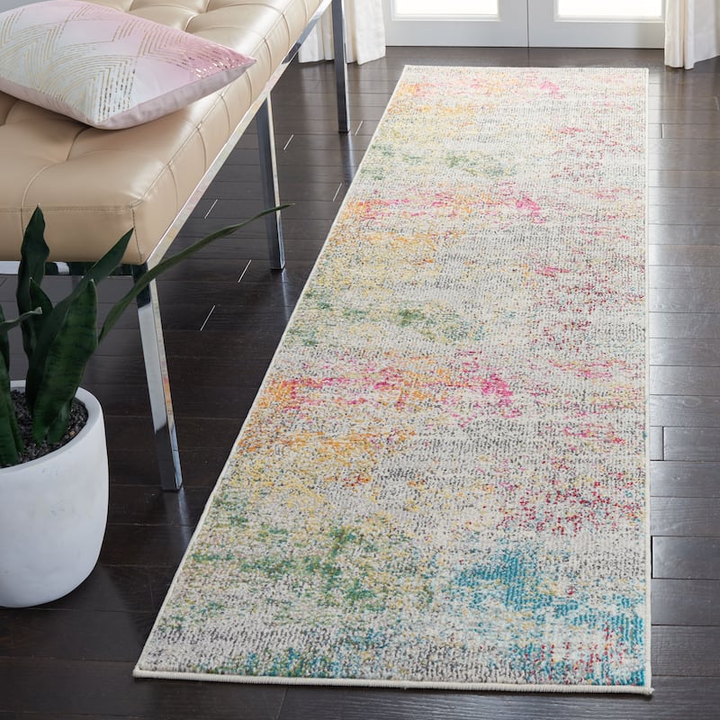 SAFAVIEH Madison Memnuna Modern Abstract Rug - 2'2" x 10' Runner - Grey/Gold - Runner