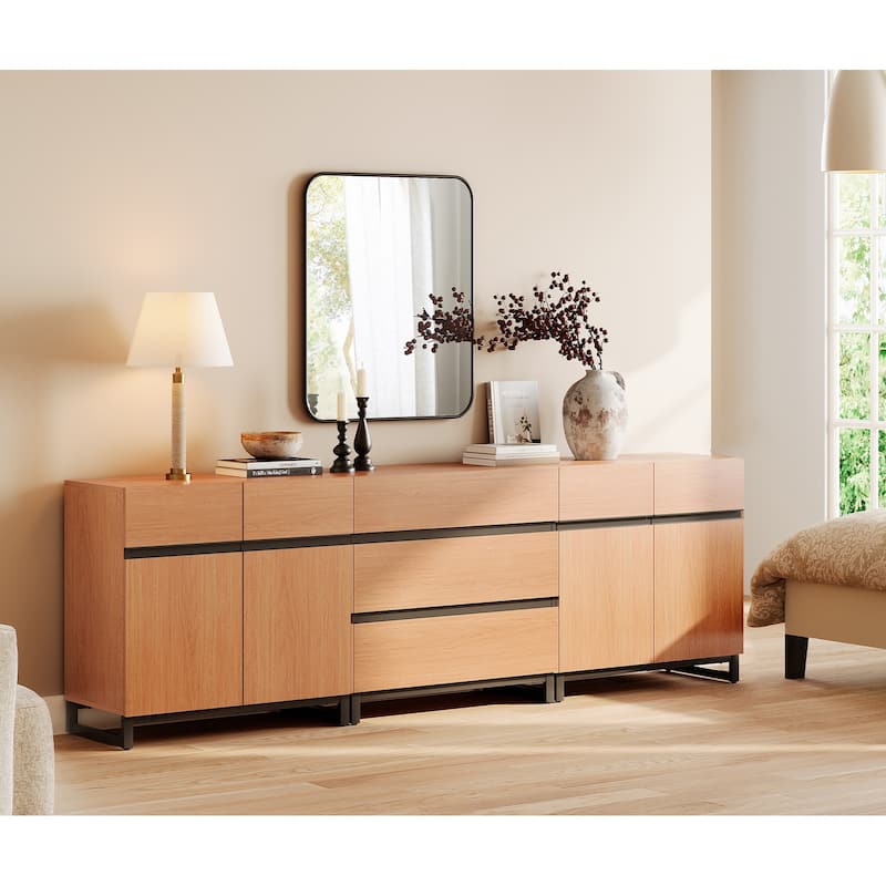 WAMPAT Storage Cabinet, 3 in 1 Modern Sideboard