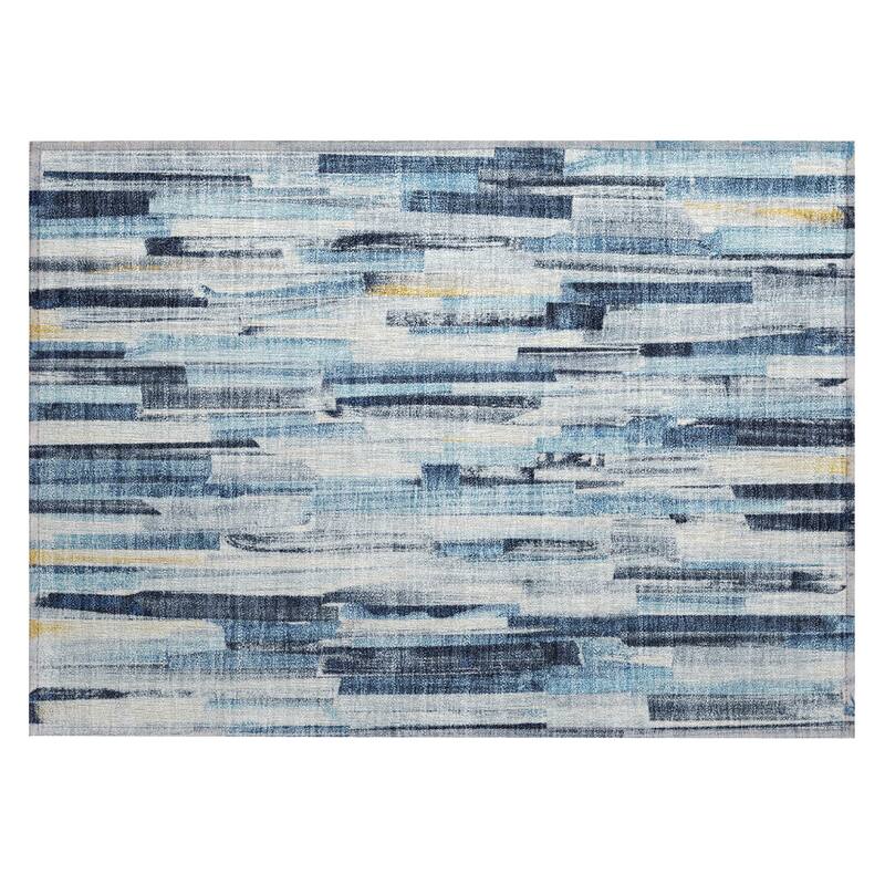 Machine Washable Indoor/ Outdoor Modern Stripes Chantille Rug
