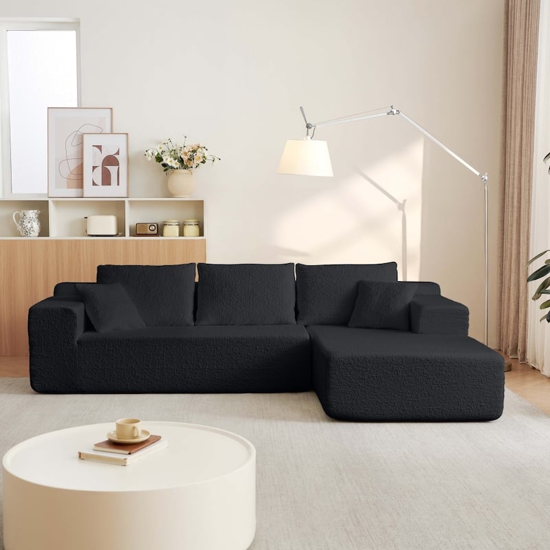 103.54" Modular Chenille Cloud Sectional Sofa with Throw Pillows