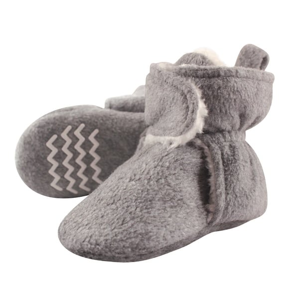 slide 1 of 1, Hudson Baby Baby Cozy Fleece and Faux Shearling Booties, Heather Gray 0-6 Months - Heather Gray