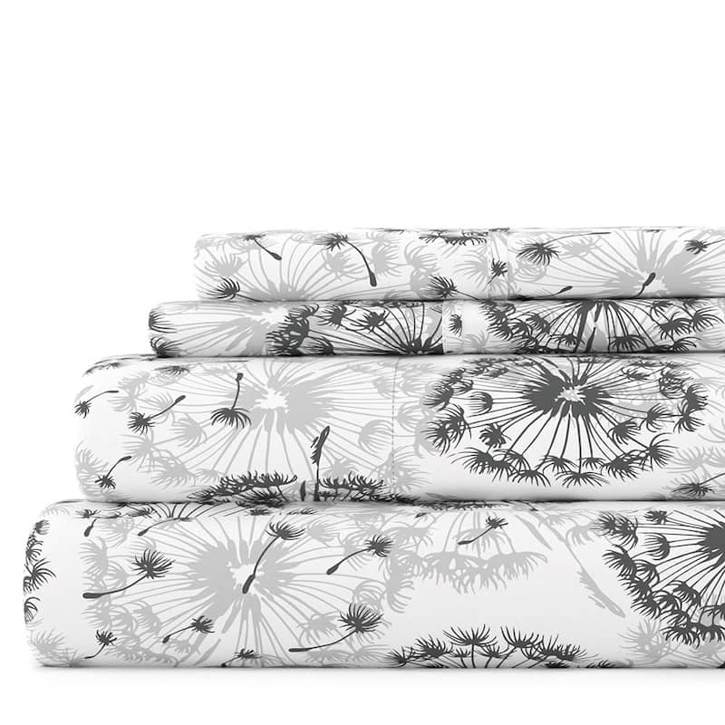 Becky Cameron Double Brushed Printed 4pc Deep Pocket Bedsheet Sets - King - Make a Wish- Gray