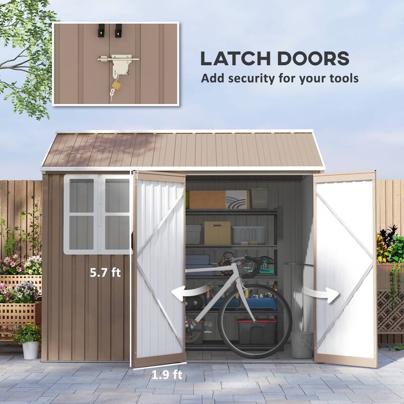 Outsunny 8' x 6' Outdoor Storage Shed, Metal Garden Shed with Window & Double Lockable Door, Outdoor Tool Shed Storage