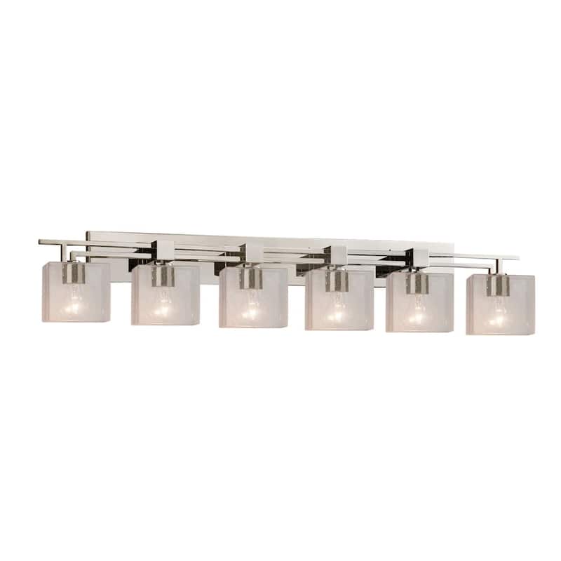 Justice Design Fusion Aero 6-Light Brushed Nickel Bath Bar, Seeded Rectangle Shade