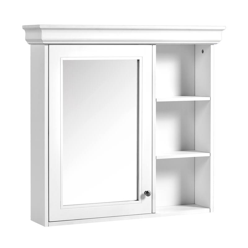 Anmytek 30 x 28 Inch White Bathroom Medicine Cabinet with Mirror, Wall Mounted Storage Organizer