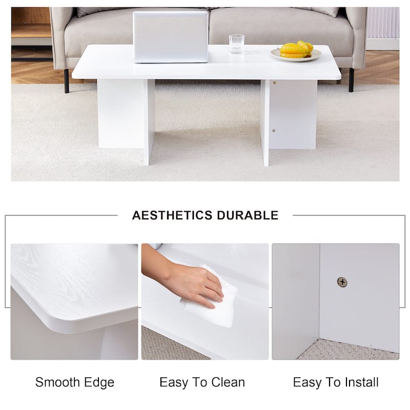 A modern and practical white coffee table medium density fiberboard material,Suitable for living room,bedroom
