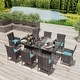 preview thumbnail 49 of 52, Kullavik Outdoor Dining Set, Rattan Patio Furniture Dining Table & Chairs 10Pcs Turquoise