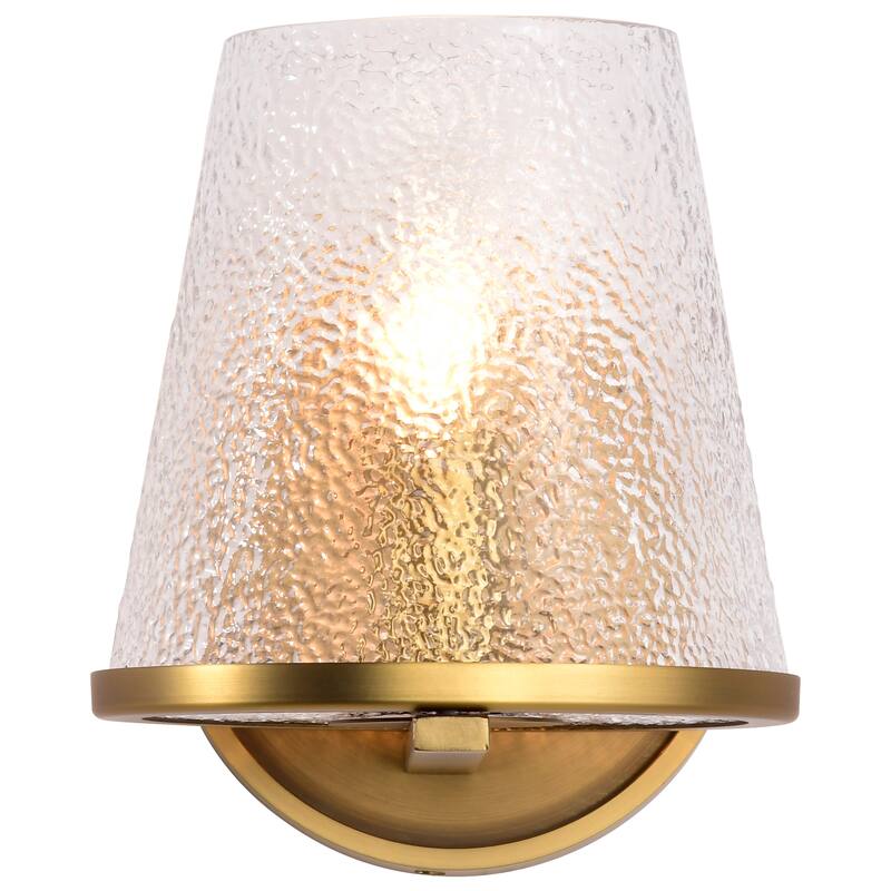 Valentine 1 Light Vanity Vintage Brass Finish Hammered Glass - Vintage Brass