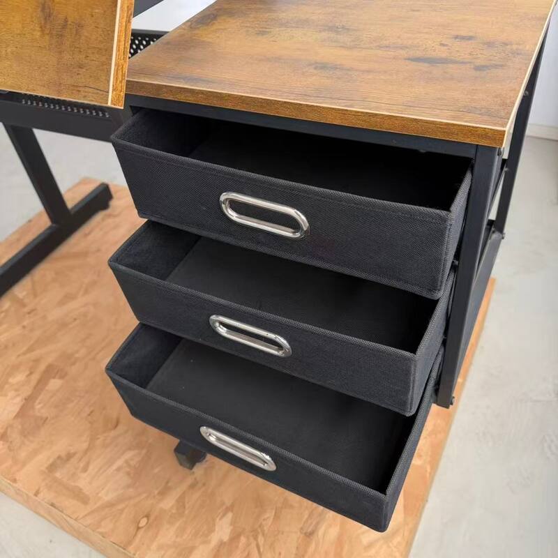 Black drafting drawing table with stool and 3 drawers