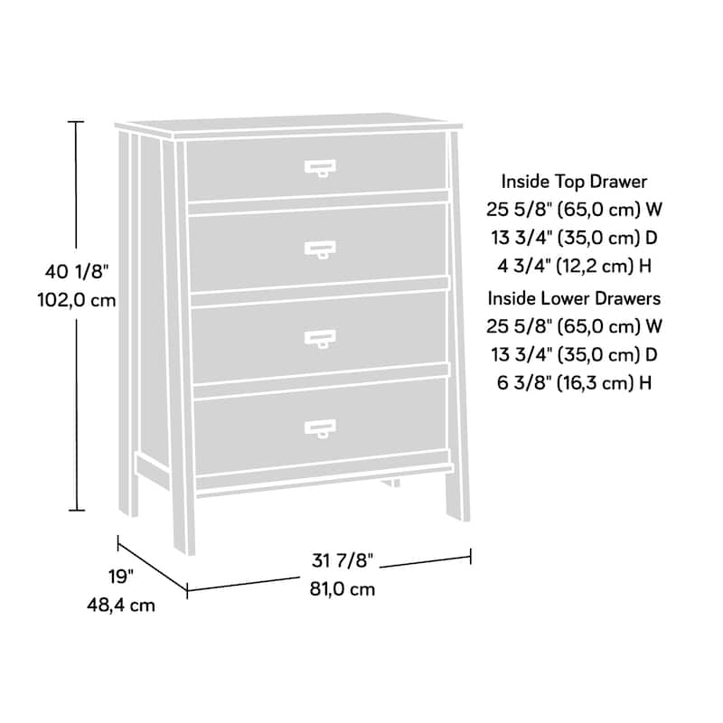 Engineered Wood Farmhouse 4-Drawer Chest, Gray