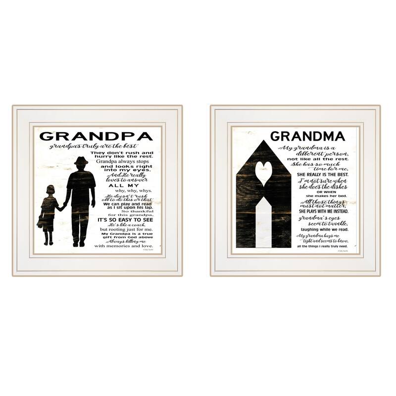 HomeRoots Set Of Two My Grandparents Are The Best 2 White Framed Print Wall Art