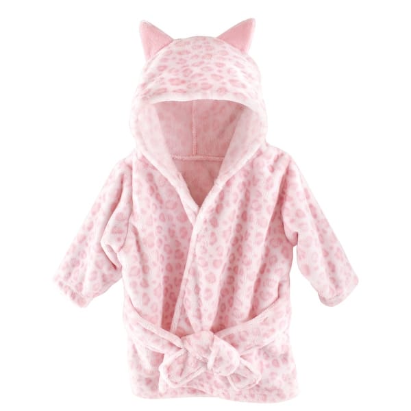 slide 1 of 1, Hudson Baby Infant Girl Plush Animal Bathrobe, Leopard, 0-9 Months - Leopard - 0-9 Months 0-9 Months - Leopard