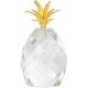 preview thumbnail 4 of 8, Clear Crystal Faceted Pineapple Fruit Decorative Sculpture with Gold Leaves (Set of 3)