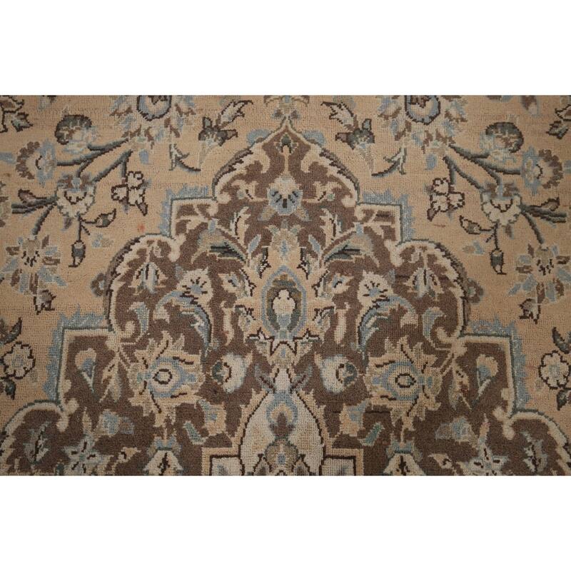 Traditional Mashad Vintage Persian Large Rug Handmade Pink Wool Carpet - 10'0" x 16'2"