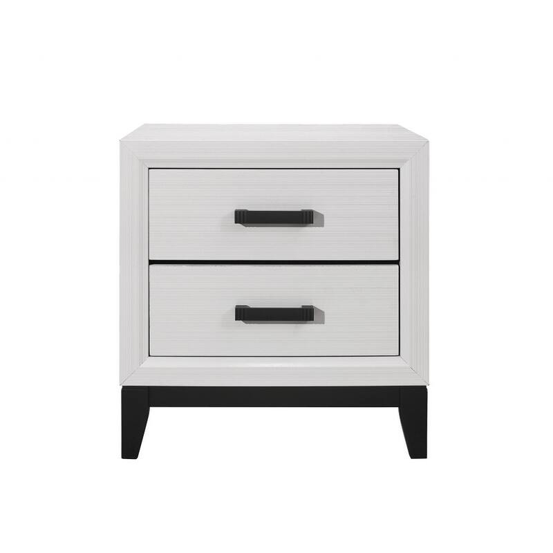 HomeRoots 25" White Wood Two Drawer Nightstand